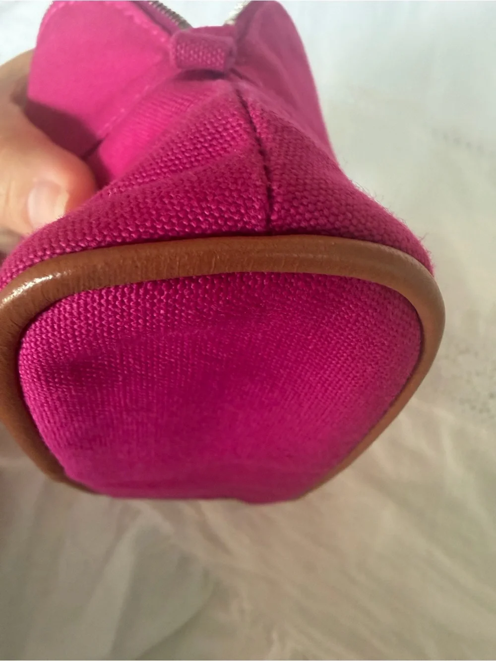 Hermes Hot Pink Canvas Cosmetic Pouch with H
